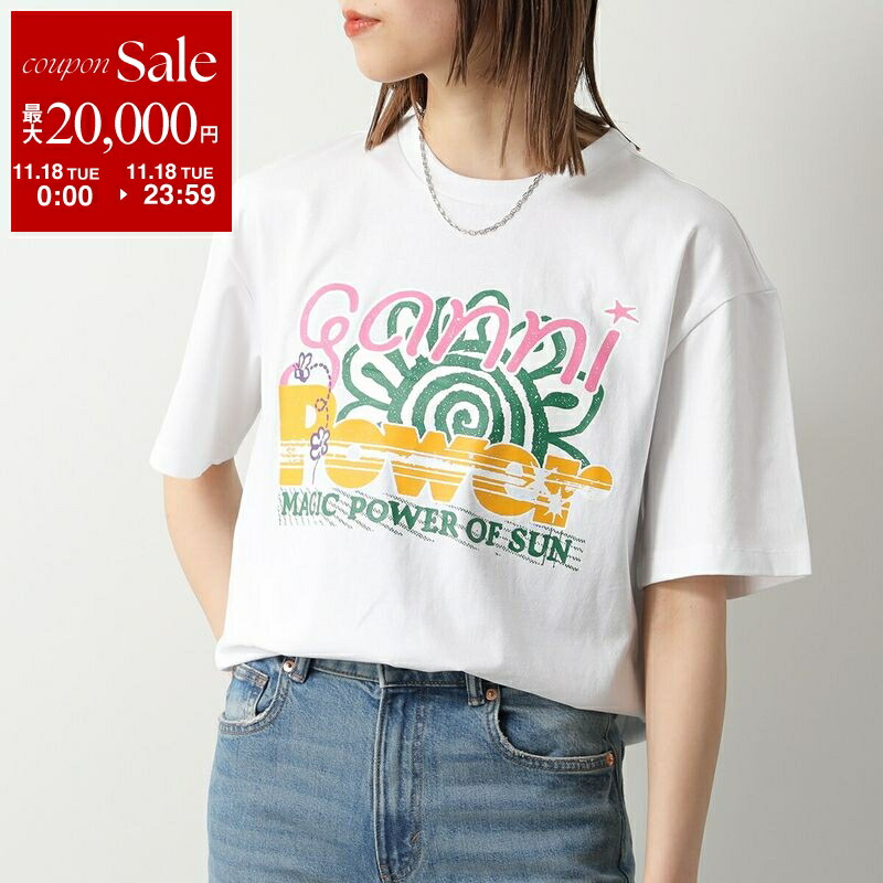 ganni tシャツ Phantom Black Basic Jersey Green Cherry Relaxed T-shirt | GANNI US