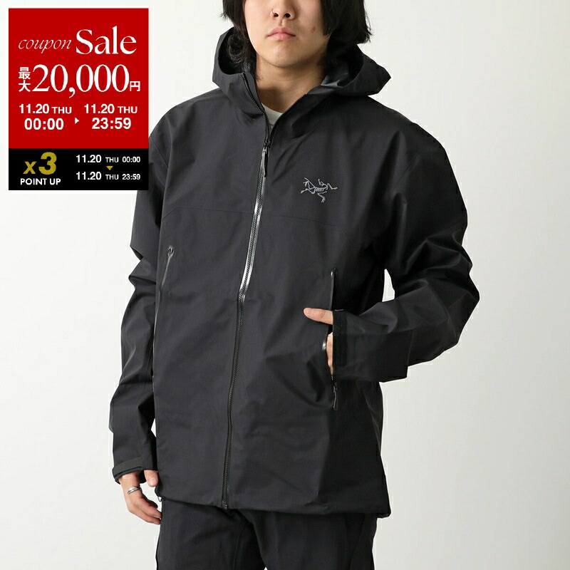 ARC'TERYX フード付きナイロンジャケット S/ブラック ゴアテックスブラック フード付きジャケット S ARC'TERYX ブラック
