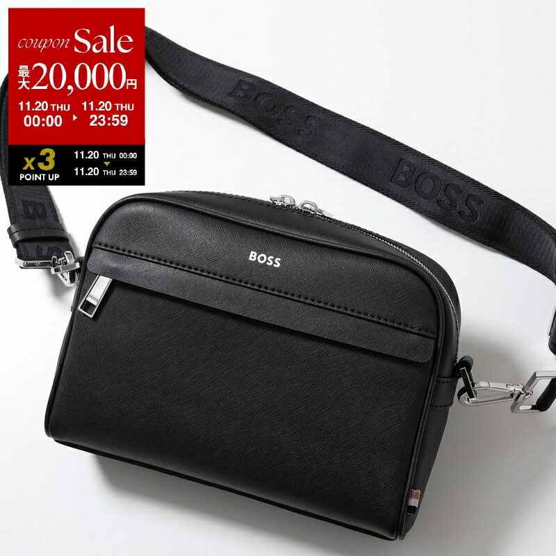 ★HUGO BOSS★ オールレザー ショルダーバッグ BOSSレタリングロゴ ストラクチャードレザー レポーターバッグ
