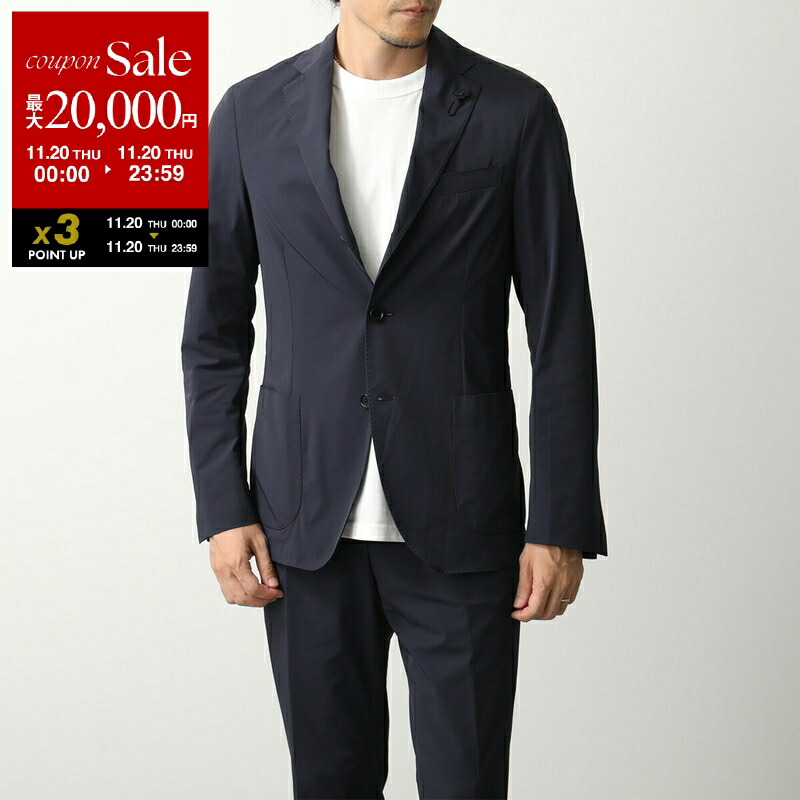 LARDINI ラルディーニ コットンリネン テーラードジャケット 紺 L ラルディーニ メンズ ジャケット LARDINI ブランド アウター