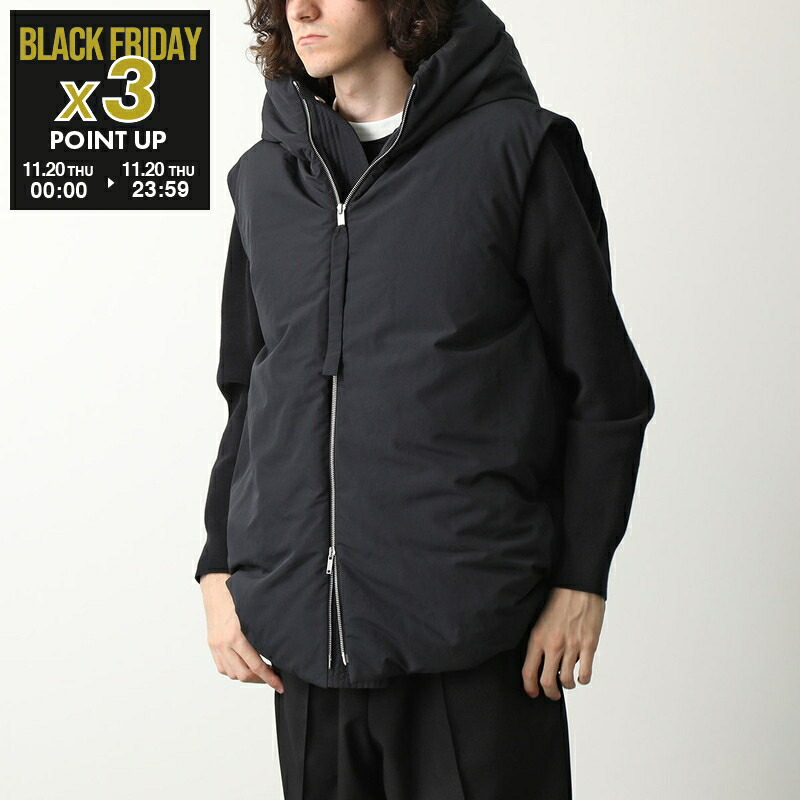 H*t様 JIL SANDER フード付きベスト ブラック JIL SANDER フード付きベスト ブラック H*t様 JIL SANDER フード付き
