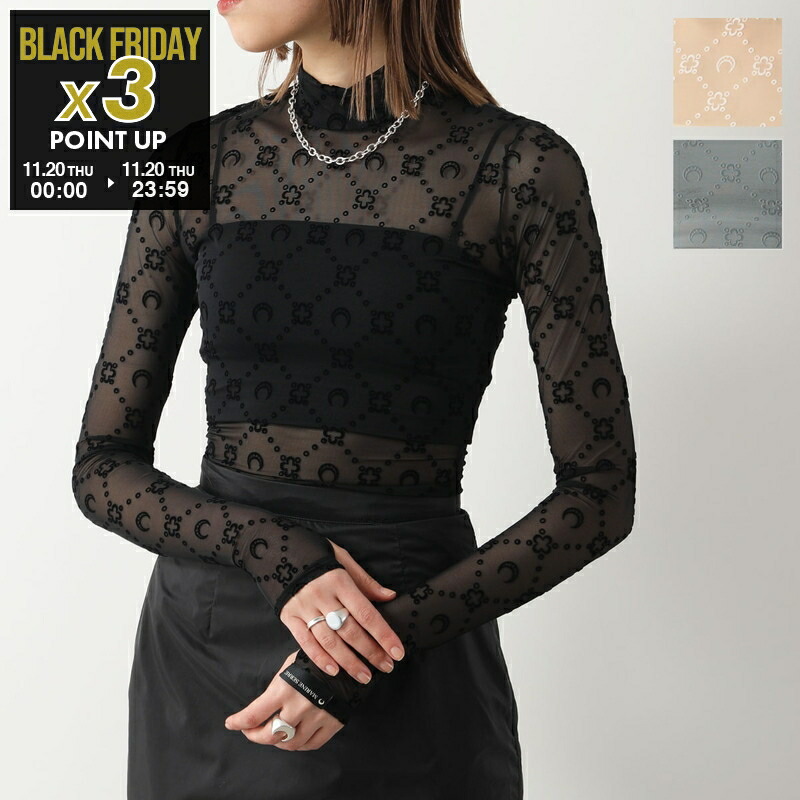 マリーンセル　トップス　ブラック 楽天市場】Marine Serre マリーン セル ロンT カットソー Moonogram