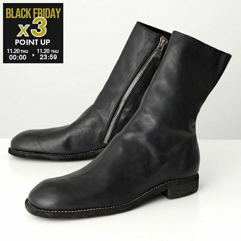 GUIDI PL1V- FRONT ZIP BOOTS ビブラムソール GUIDI PL1V - Front zip boots, Black / Full Grain Horse Leather