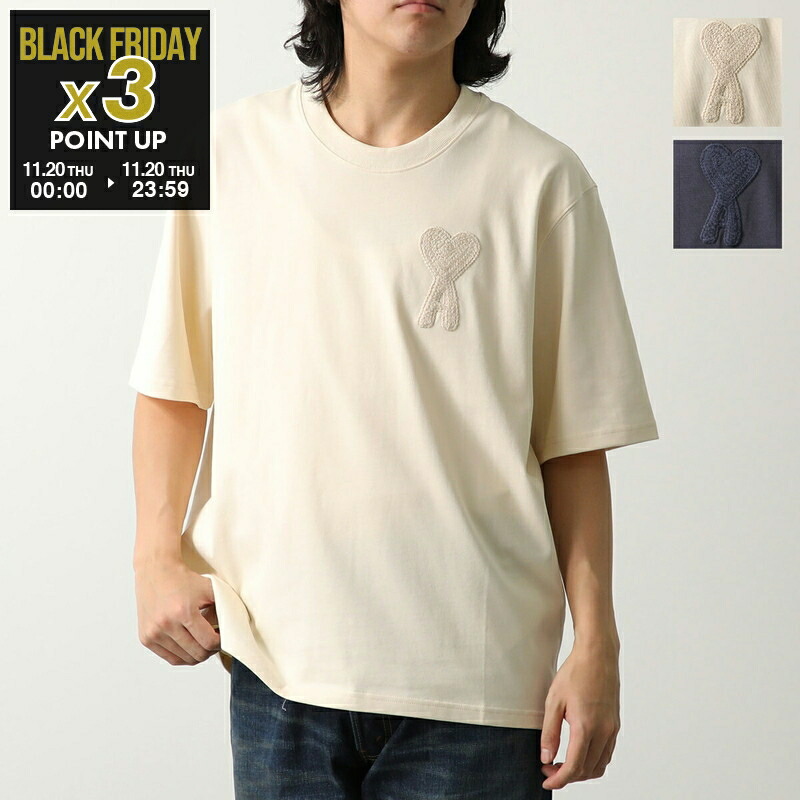 AMI Paris ロゴ刺繍 Tシャツ クリーム Ami Paris Crochet Logo T-Shirt in White Cream – DPUS Designer Outlet