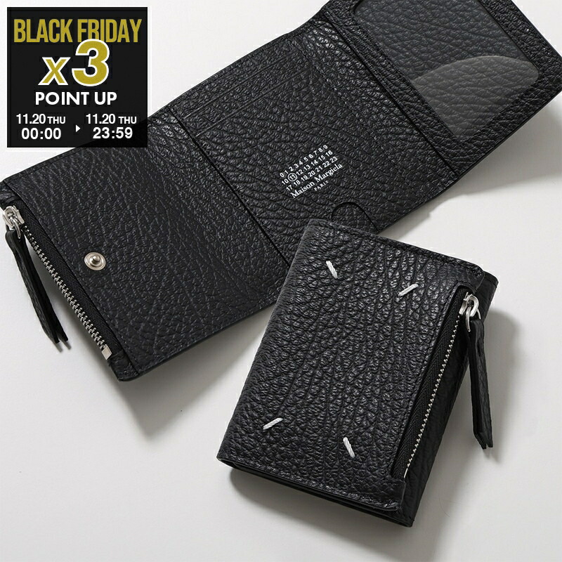 ✨美品✨Maison Margiela 三つ折り財布 ブラック Maison Margiela(メゾン マルジェラ)｜【UNISEX】三つ折り ジップ