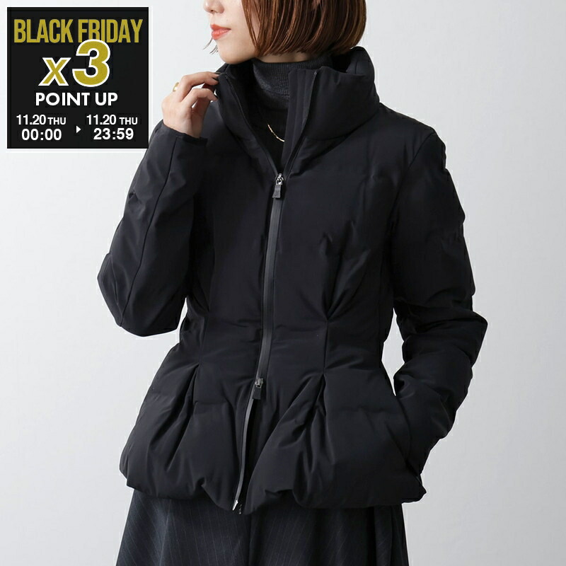 美品‼️】Herno 黒 フード付きダウンジャケット HERNO ヘルノ A-Shape Fur Down Jacket ダウンジャケット Aシェイプ