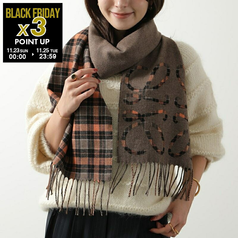 LOEWE ロエベ カシミヤ マフラー ストール アナグラム ベージュ LOEWE/ロエベ】アナグラム ウール＆カシミアマフラー ロエベ マフラー