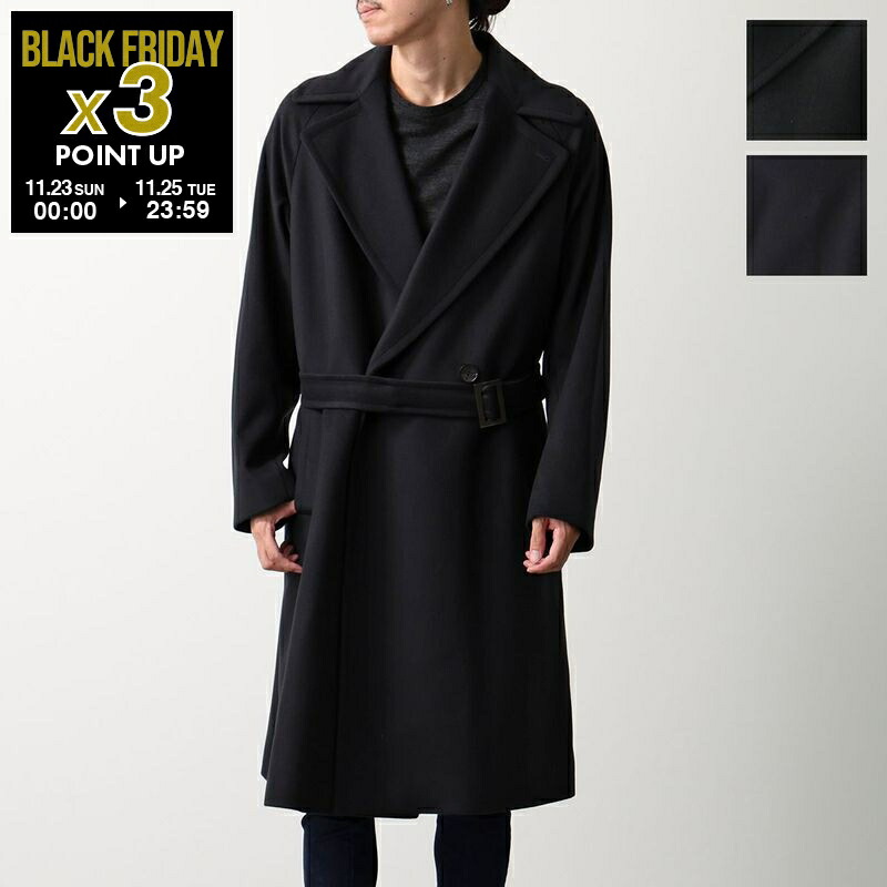 新品12.1万 hevo イーヴォ OSTUNI オストゥーニ コート ブラック HEVO イーヴォ OSTUNI E725 コート メンズ アウター ベルテッドコー