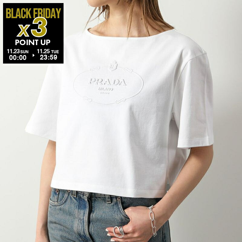 prada プラダ　ujn661 Tシャツ Black Re-nylon And Jersey T-shirt | PRADA