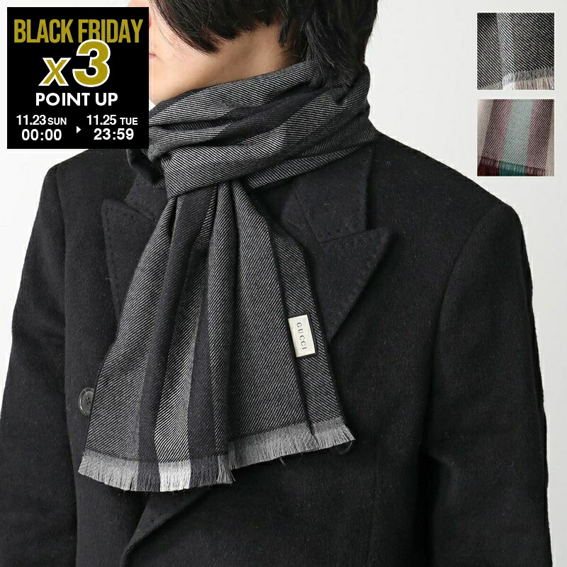 CELINE パターン織りマフラー グレー/ブラック セリーヌ CELINE CELINE マフラー 2AWU4254U トリオンフ フリンジ