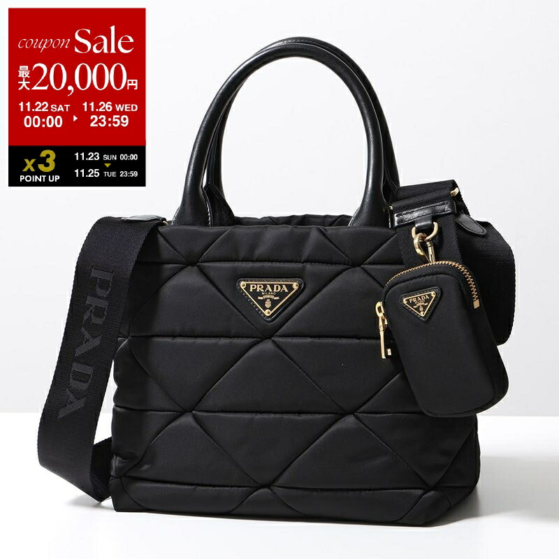 【PRADA】ブラック トートバッグ ポーチ付き プラダ トートバッグ レディース ブラック PRADA 1BA415 V EOO NZV