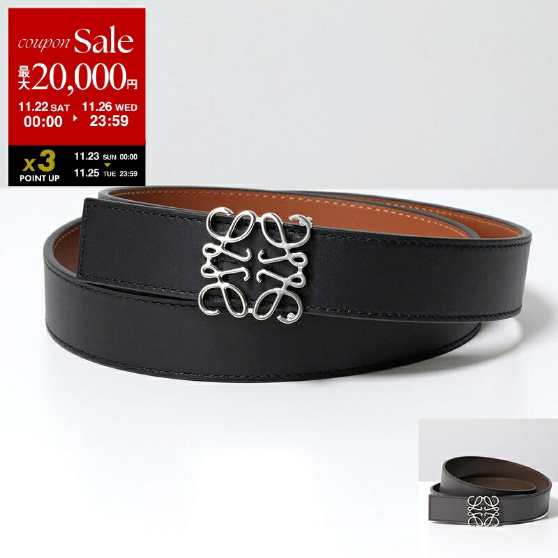 LOEWE ロエベ　ベルト レザー リバーシブル ブラック/ブラウン 80/32 LOEWE ロエベ リバーシブルベルト REVERSIBLE ANAGRAM BELT 3.5CM