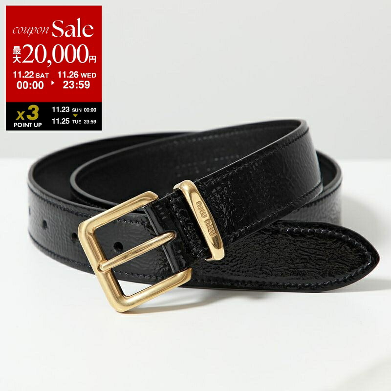 美品miumiu ミュウミュウ　ブラックレザーベルト ゴールドバックル 楽天市場】MIUMIU ミュウミュウ ベルト 5CC559 2AIX レディース レザー