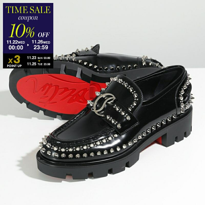 美品 クリスチャンルブタン フラットシューズ ウイングチップ 黒 22cm 美品 クリスチャンルブタン フラットシューズ ウイングチップ 黒 22cm