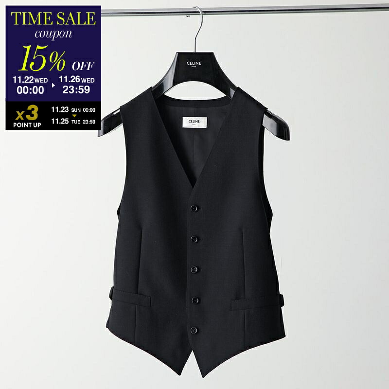 CELINE セリーヌ音楽モチーフ ベスト ブラックジレ　レディース　K-172 CELINE セリーヌ音楽モチーフ ベスト ブラックジレ レディース K-172