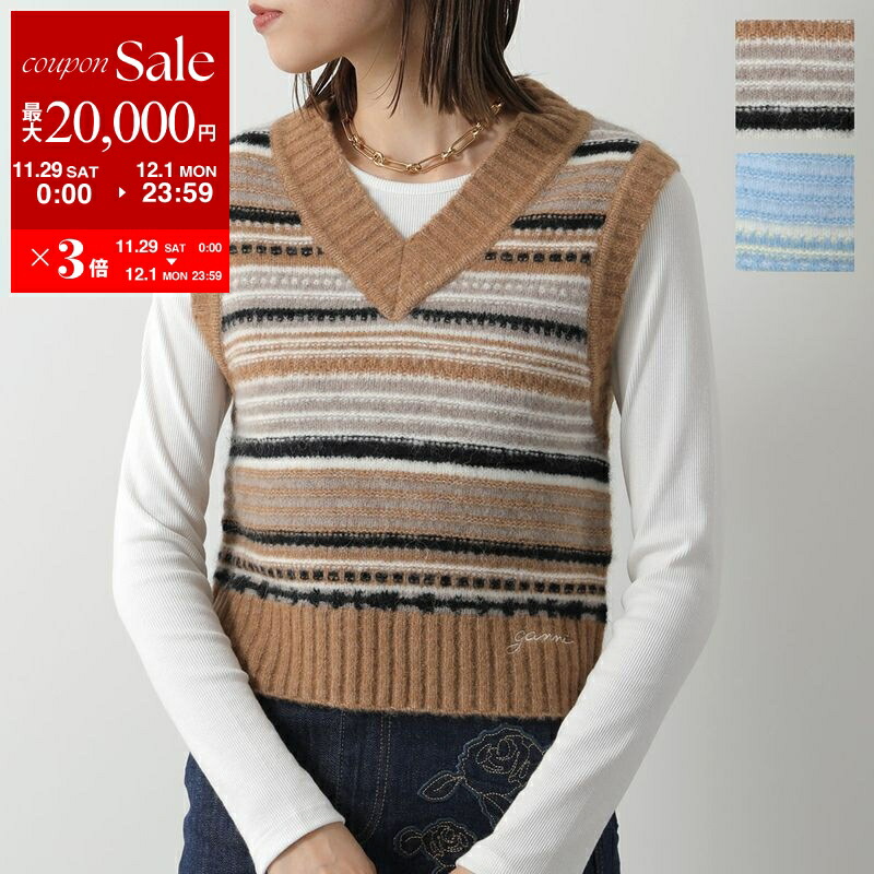 楽天市場】GANNI ガニー ニットベスト Graphic V-neck Vest K1776 2562