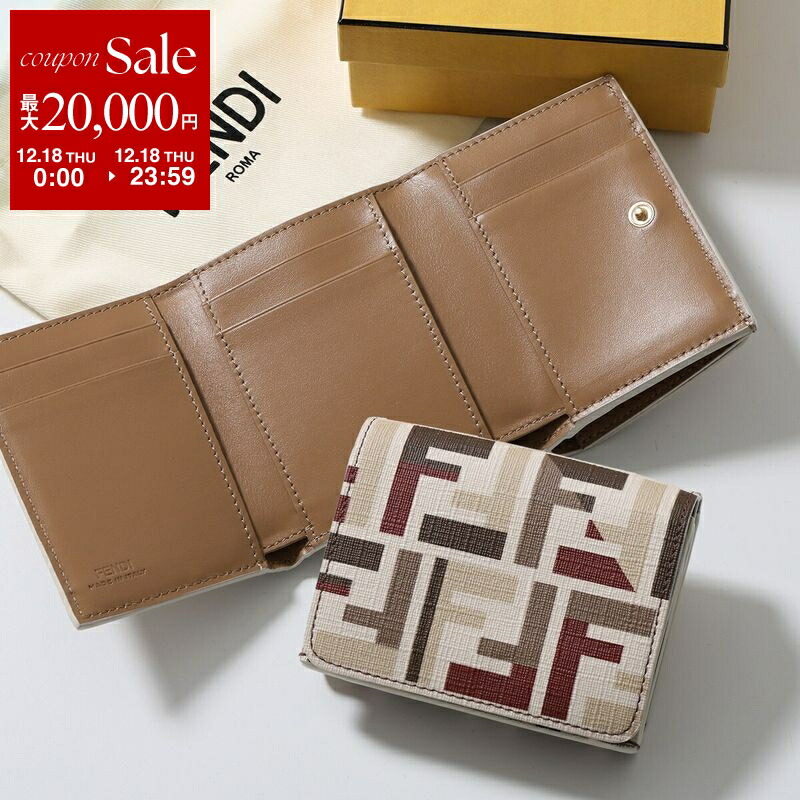 FENDI　三つ折り財布　FF エフイズ　ゴールド金具　レザー フェンディ FENDI 三つ折り財布 FF エフイズ ゴールド金具 レザー フェンディ