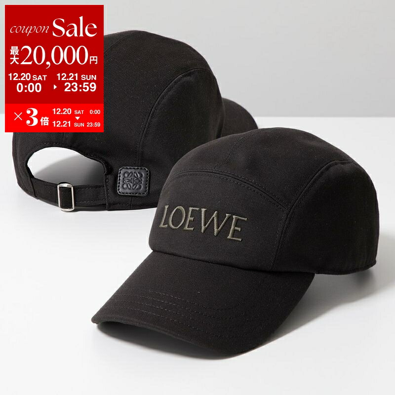 LOEWE ブラックキャップ 刺繍ロゴ　ユニセックス LOEWE ブラックキャップ 刺繍ロゴ ユニセックス LOEWE ブラック