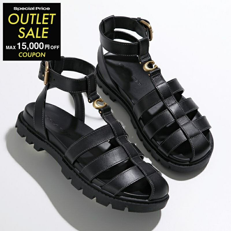 【新品未使用】COACH ブラック ダブルストラップ サンダル箱付き人気デザイン コーチ COACH COACH サンダル BRYNN LTH SANDAL CS094 （CHK/CHALK