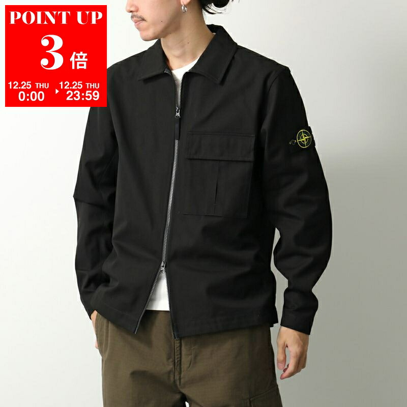 ストーンアイランドの襟付きスウェット STONE ISLAND (ストーンアイランド) 裏起毛 ロゴワッペン リブ クルー