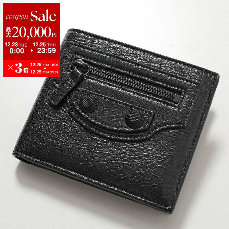 新品未使用　BALENCIAGA バレンシアガ　ライセンス　レザー　折り財布　黒 BALENCIAGA（バレンシアガ） 長財布 371661 PAPIER ZA MONEY ペーパー