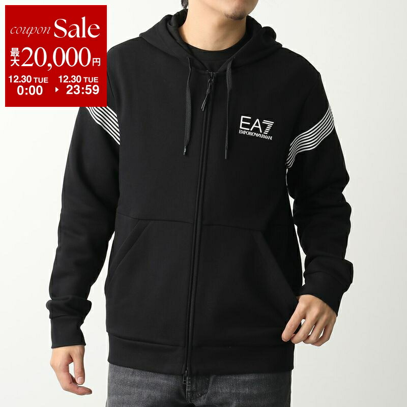 美品　エンポリオアルマーニ　　EA７　パーカー　ジャケット　メンズ　エコレザーM EMPORIO ARMANI EA7 (エンポリオ アルマーニ) ロゴ切り替え フルジップ