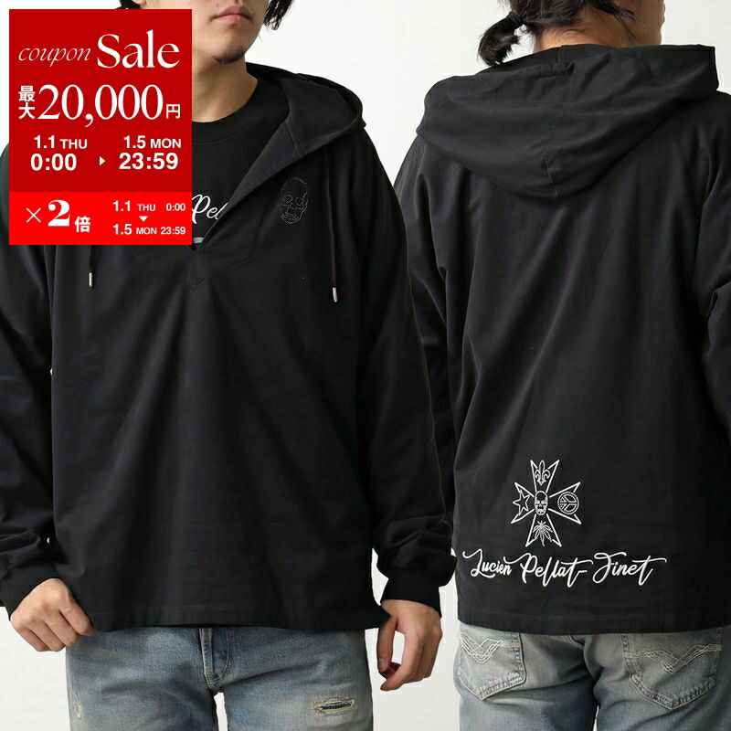 ルシアンペラフィネ ジップパーカー デカロゴ ドクロ ロゴ刺繍 骸骨 葉っぱ ルシアンペラフィネ ジップパーカー デカロゴ ドクロ ロゴ刺繍 骸骨 葉っぱ