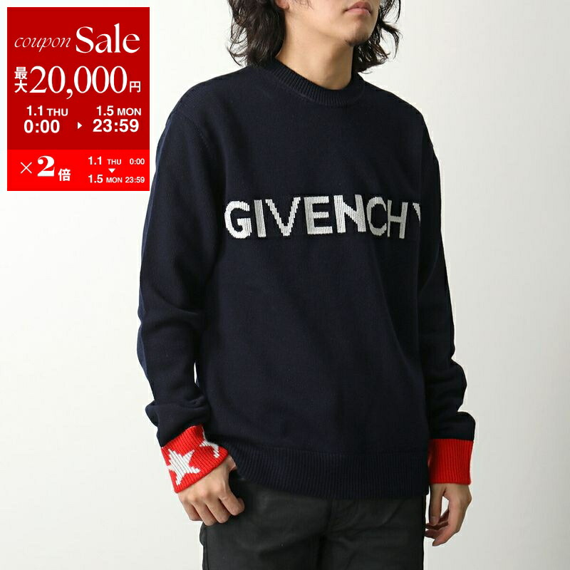 ☆美品☆ジバンシー/ニット/セーター/メンズ /スターロゴ /ブラック/L SALE｜GIVENCHY ジバンシー / コットン100% クルーネックミドルゲージ
