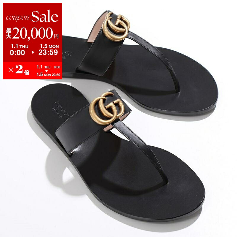 GUCCI ブラックレザー GGロゴサンダル imgrc0171072625.jpg