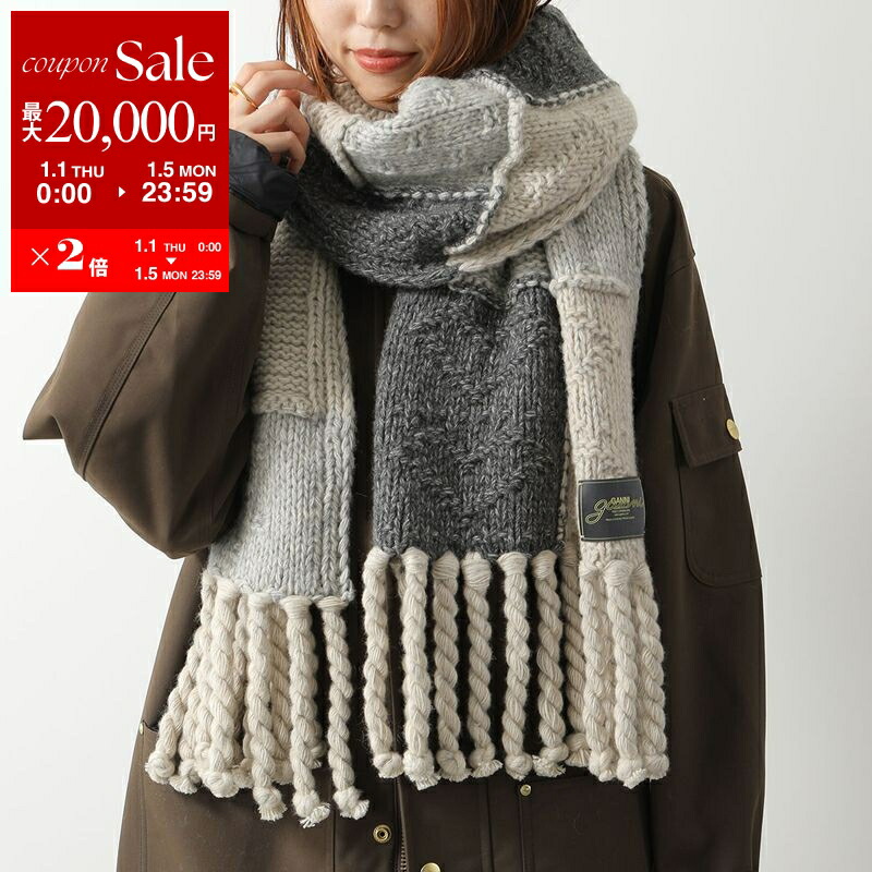 ganniマフラー GANNI（ガニー） マフラー Double Face Wool Solid Scarf レディース
