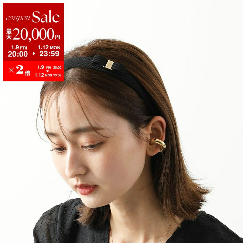 一度のみ使用美品　サルバトーレフェラガモ ビジュー ヴァラ リボン　カチューシャ 一度のみ使用美品 サルバトーレフェラガモ ビジュー ヴァラ リボン