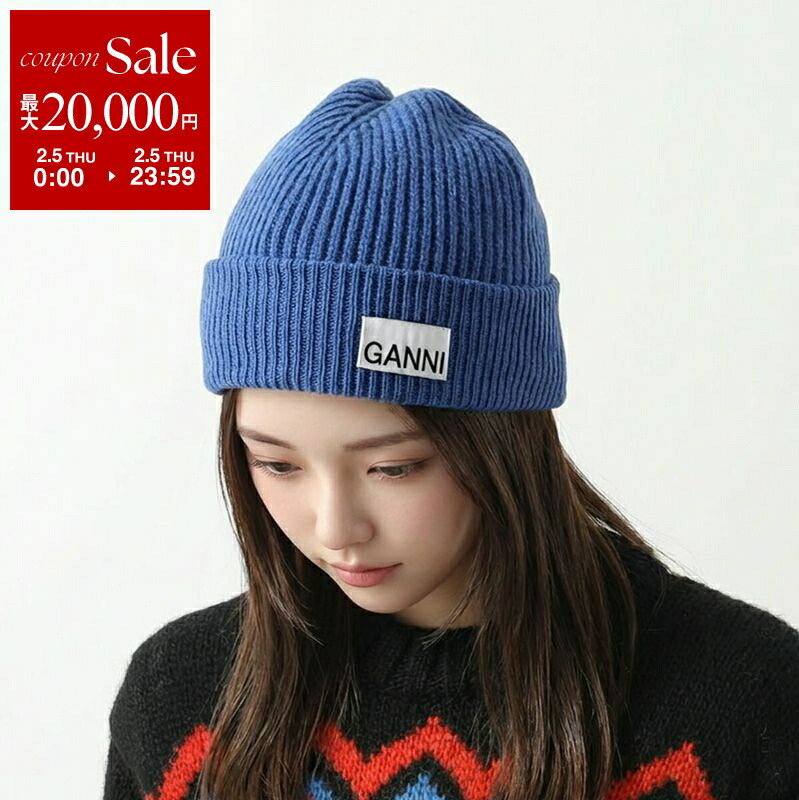 楽天市場】GANNI ガニー 帽子 ベレー帽 ロゴ リブ A4430 レディース