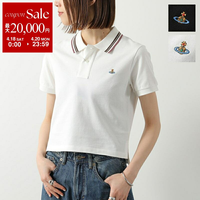 【最大2万円OFFクーポン対象・4/18～4/20限定】Vivienne Westwood ヴィヴィアンウエストウッド ポロシャツ 1H010004 J00AU レディース 半袖 鹿の子 ORB オーブ刺繍 クロップド丈 カラー2色