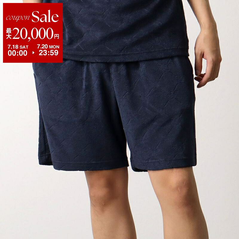 【最大2万円OFFクーポン対象・7/18～7/20限定】 EMPORIO ARMANI エンポリオアルマーニ ショートパンツ BERMUDA BEACHWEAR EM000695 AF20449 メンズ ショーツ ハーフパンツ ジャカード セットアップ可能 FB058/EAGLES-LINES-ARMBLUE｜インポートセレクトmusee