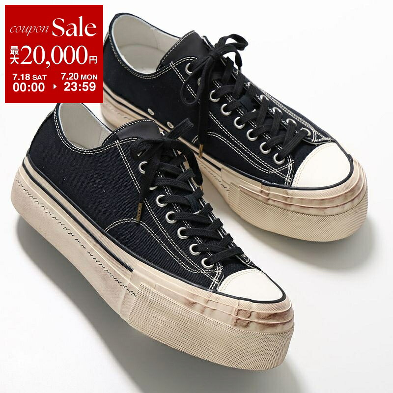 【最大2万円OFFクーポン対象・7/18～7/20限定】T/C MADE ティーシーメイド スニーカー TM009A メンズ ローカット ロゴ キャンバス地 厚底 ユーズド加工 ステッチ プラットフォーム シューズ 靴 ブラック｜インポートセレクトmusee