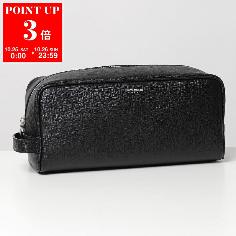 SAINT LAURENT ブラックレザーポーチ Yves Saint Laurent Beaut イヴサンローラン YSL 黒ポーチ
