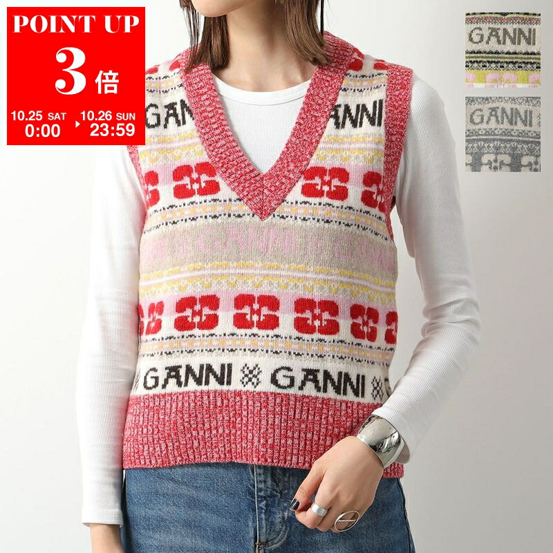 GANNI ガニー　ベスト　ベージュ レース編み ノースリーブ　美品 GANNI ガニー ベスト ベージュ レース編み ノースリーブ