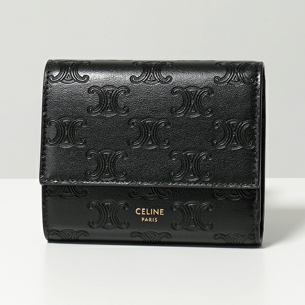 楽天市場 Celine セリーヌ 10b573bfu 38no Small Trifold Wallet Triomphe トリオンフ レザー ニつ折り財布 スモール ミニ財布 Black レディース インポートセレクト Musee