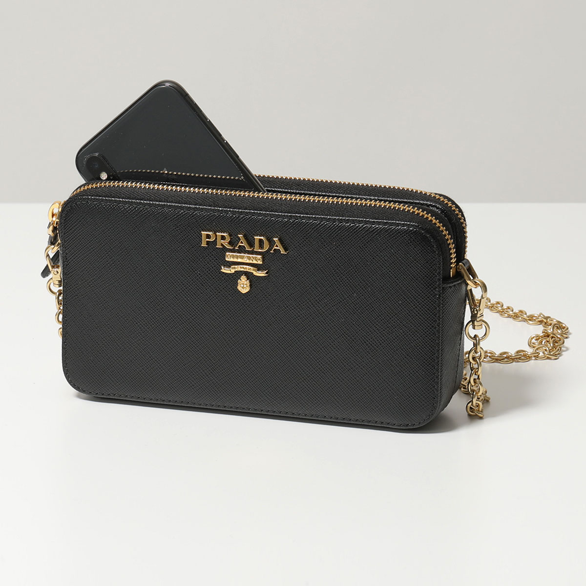 楽天市場 3 000円offクーポン対象 28日限定 Prada プラダ 1dh010 Qwa F0002 レザー チェーン ショルダーバッグ ポシェット ショルダーウォレット スマホ スリットポケット Nero 鞄 レディース インポートセレクト Musee