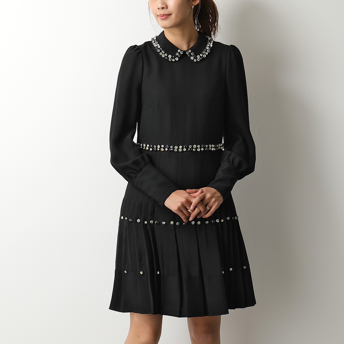 楽天市場 Red Valentino レッドヴァレンティノ Ur0va16h 5kb ワンピース ドレス ビジュー装飾 プリーツ 0no Black レディース インポートセレクト Musee