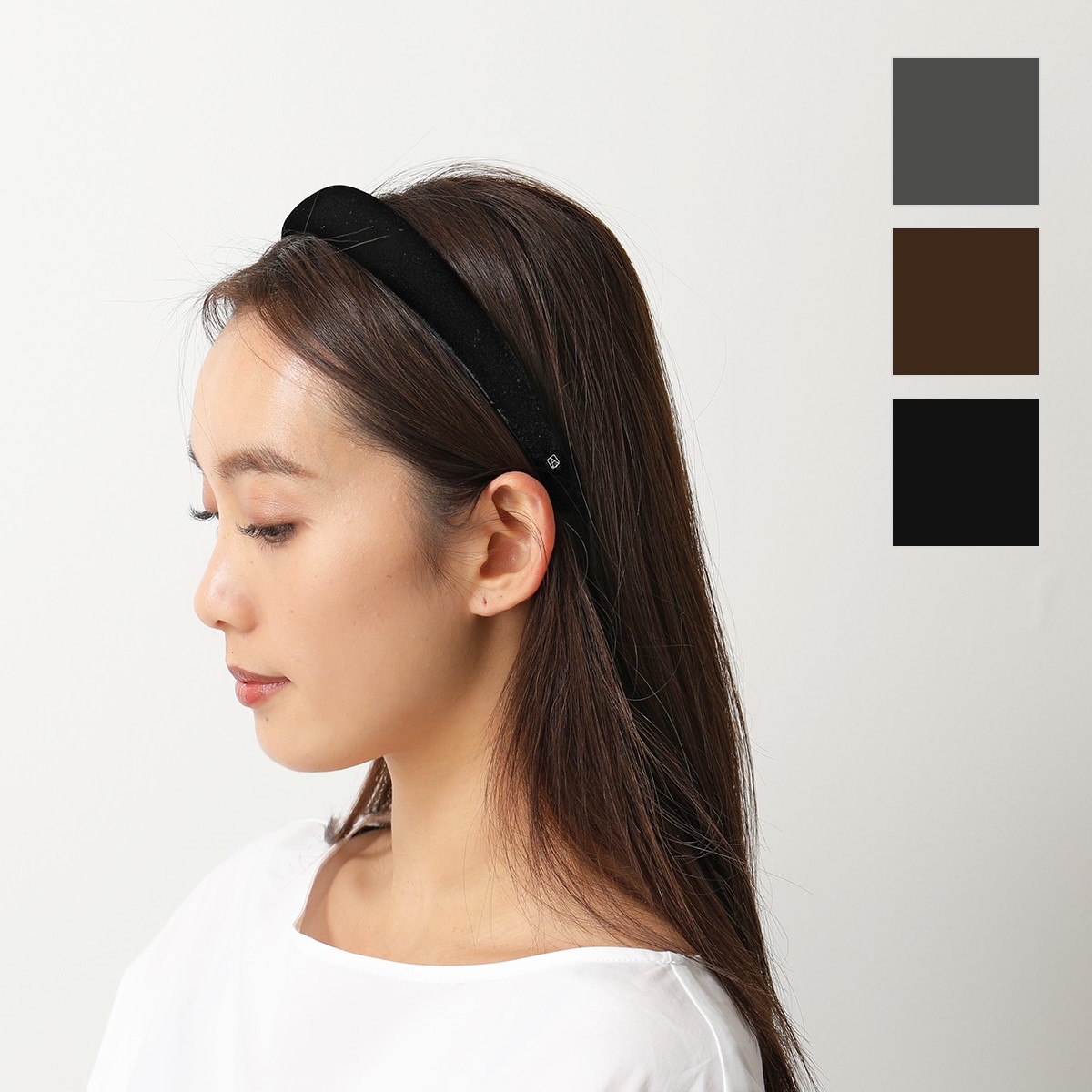 美品 アレクサンドルドゥパリ ベロア カチューシャ 黒 - ヘアバンド