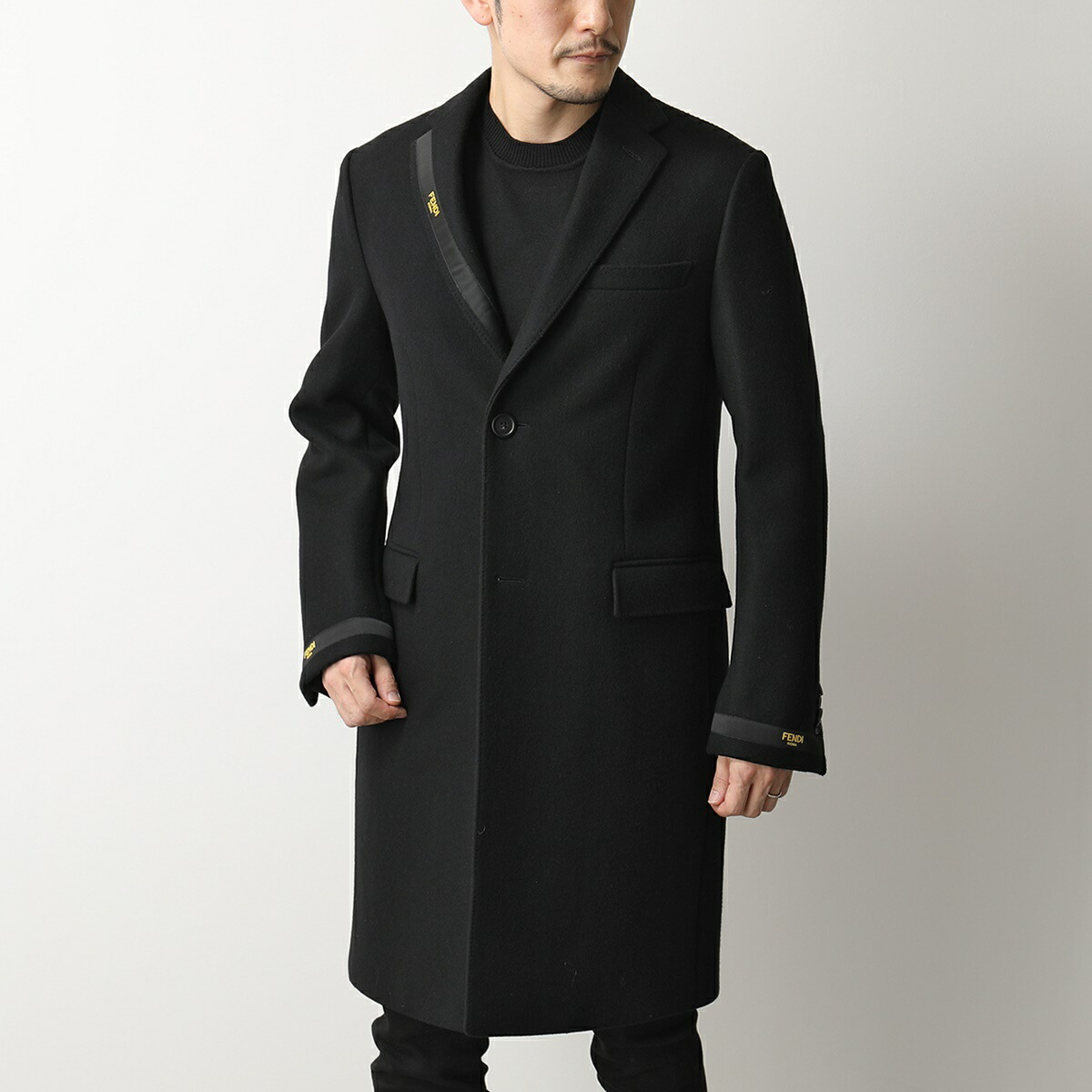 楽天市場 Fendi フェンディ Ff0358 Adwu ロングコート アウター チェスターコート ロゴ F0qa1 Nero メンズ インポートセレクト Musee