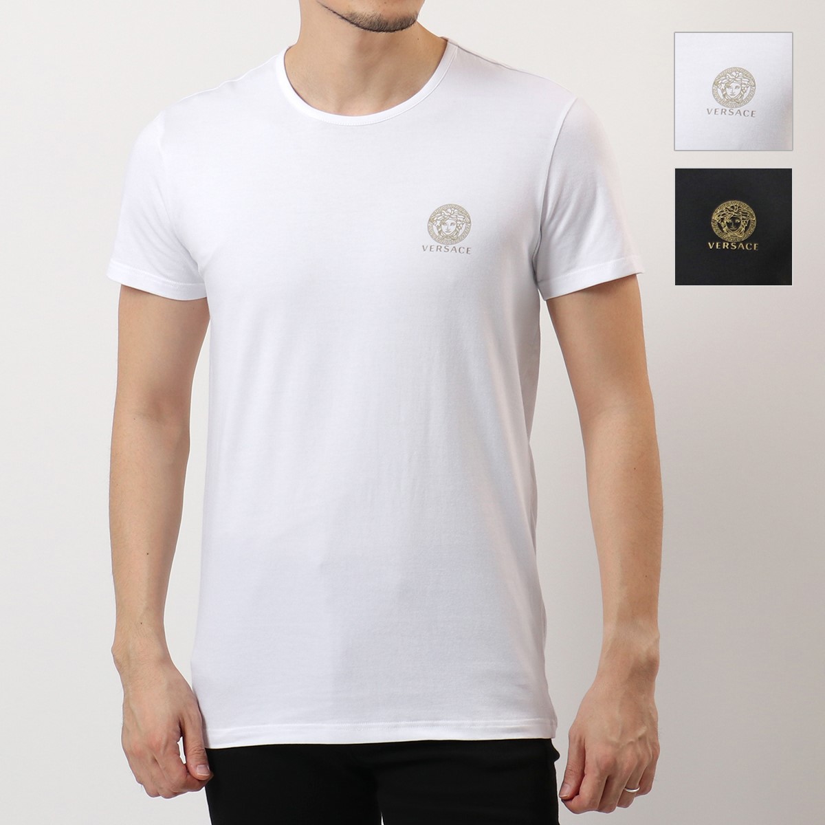 GIANNI VERSACE ロゴ 刺繍 Tシャツ Sサイズ ブラック-