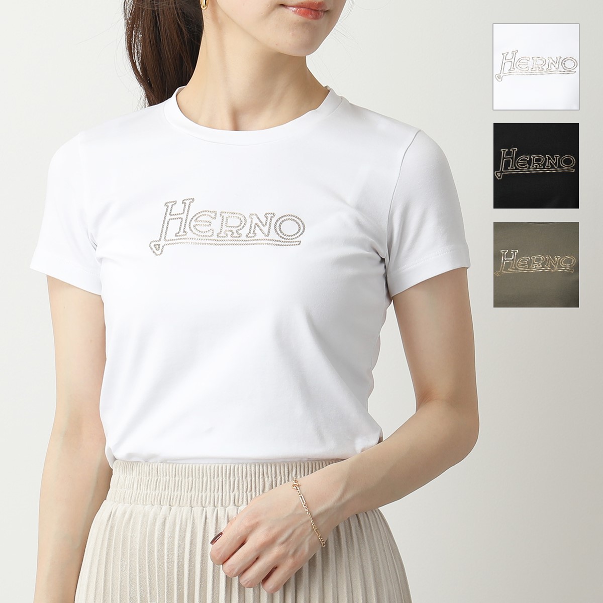 楽天市場 Herno ヘルノ Jg0010d 509 カラー3色 クルーネック 半袖 Tシャツ カットソー ロゴt レディース インポートセレクト Musee