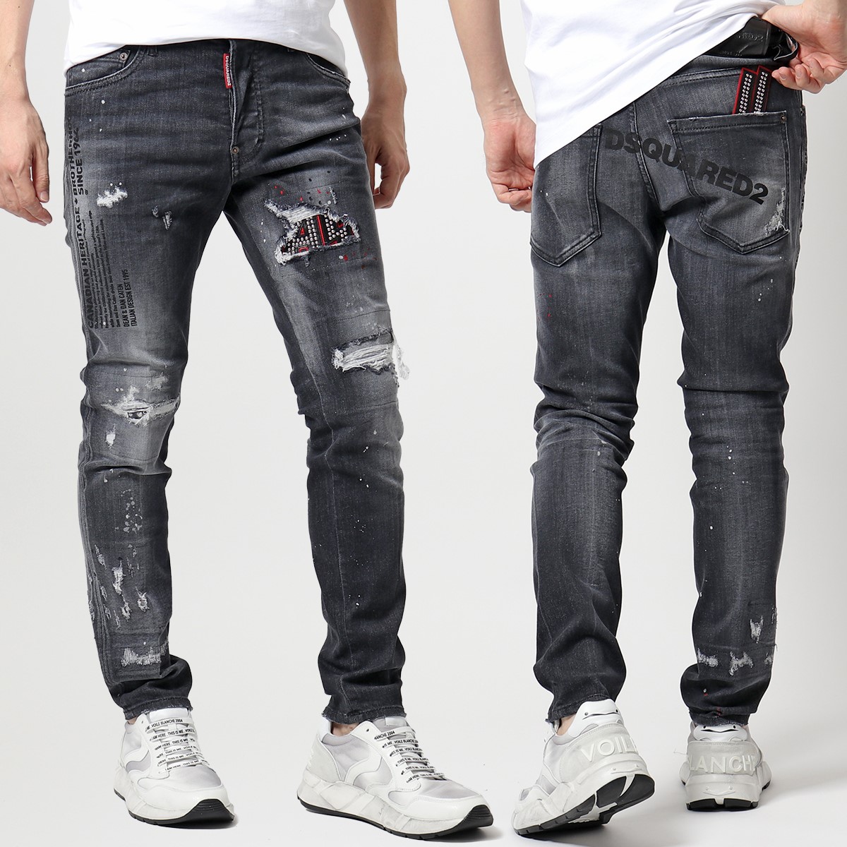 超特価sale開催 Wash Ripped Check Canadian Dsquared2 ボトムス デニムパンツ メンズ ディースクエアード Skater Jeans 19 B9g575glg2 0001