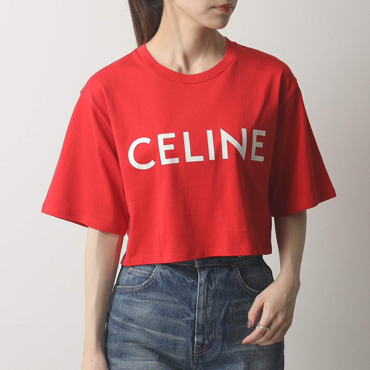 【楽天市場】CELINE セリーヌ 2X761501F.27RW クロップド Tシャツ コットンジャージー 半袖 カットソー クルーネック