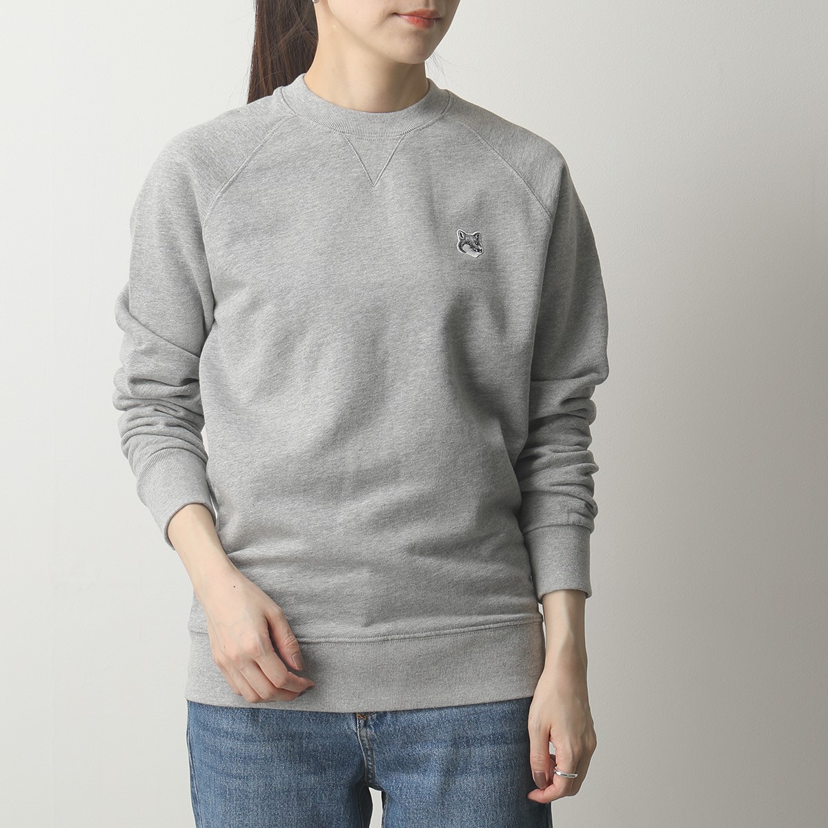 Maison Kitsune 館キツネ Gmkm0002 Grey Fox Head Patch Classic クルーネック 長袖 汗水 トレーナー Grm Grey Melange レディース 21年令スプリング朱夏新作 Maxtrummer Edu Co