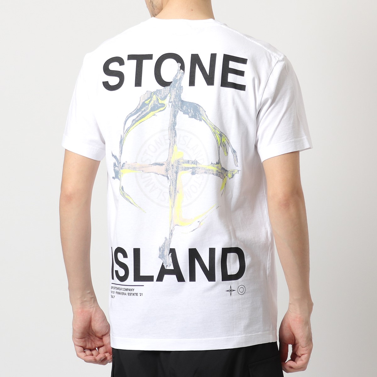 Stone Island 岩島 ns85 Marble Three 半袖 Tワイシャツ 労働者の一団喉首 カットソー 羅針盤印刷 棉セーター V0001 メンズ 21年算春季夏時新作 Chelseafilm Org