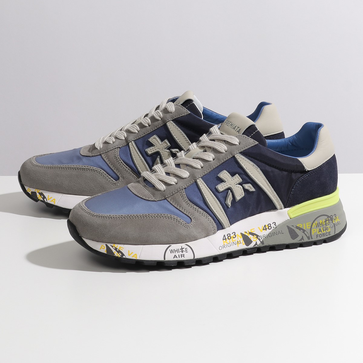 Premiata White プレミアータ ホワイト Lander 4587 ランダー スウェード 法カッティング スニーカー 履きもの 青 メンズ 21年代春季夏新作 Maxtrummer Edu Co