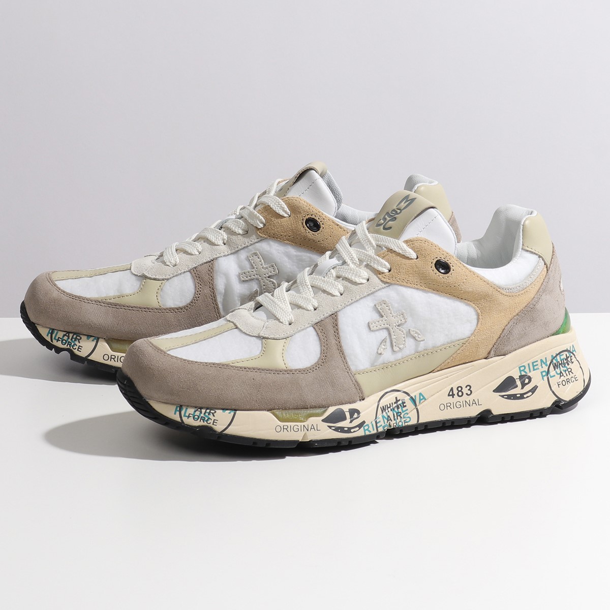 Premiata White プレミアータ 白人 Mase 4552 マセ 法典チャット スニーカー シューズ モカション ベージュ メンズ 21歳次プリンタン夏季新作 Klubwino Pl